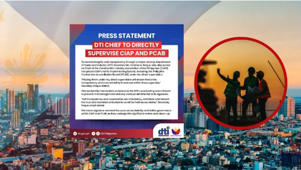 DTI Chief, Direktang Tututok sa CIAP at PCAB